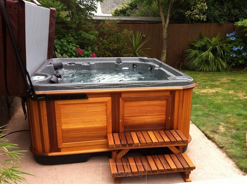 Luxury spa hot tub with premium jets and wood paneling